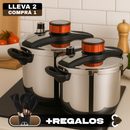 [Llevá 2 Pagá 1] Olla a Presión Supor con 3 Capas de Acero Inoxidable y Manijas Revestidas en Goma | Seguridad Total para tu Cocina + Juego de Utensilios de Cocina
