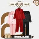 [Llevá 3 Pagá 2] Pijama Femenino en Satén y Seda Hielo (Confort y Suavidad Únicos) + Pantufas de Regalo