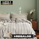 [Llevá 2 Pagá 1] Ropa de Cama Completa Estampada en Algodón y Poliéster +2 Fundas para Almohada
