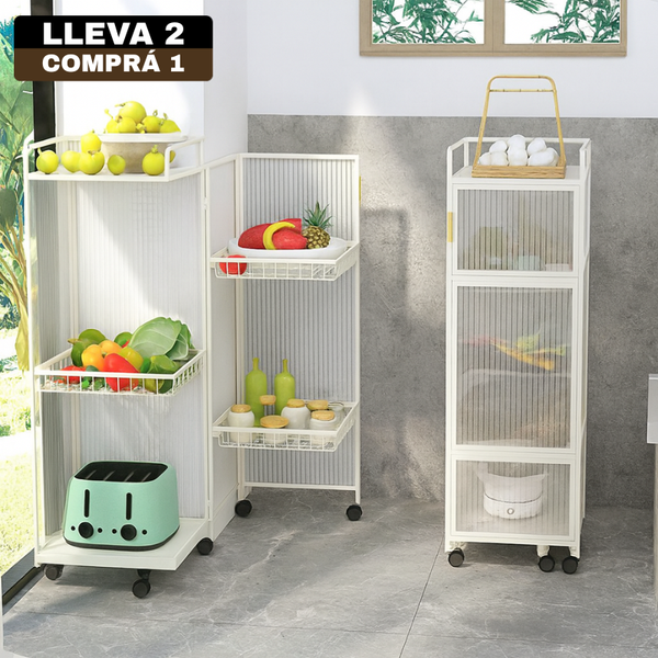 [Llevá 2 Pagá 1] Armario Organizador Articulado de 4 Niveles Hecho en Acero Inoxidable con Rueditas